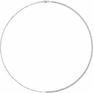 The Demitasse 18 Inch Cable And Curb Chain Necklace In Solid Sterling Silver