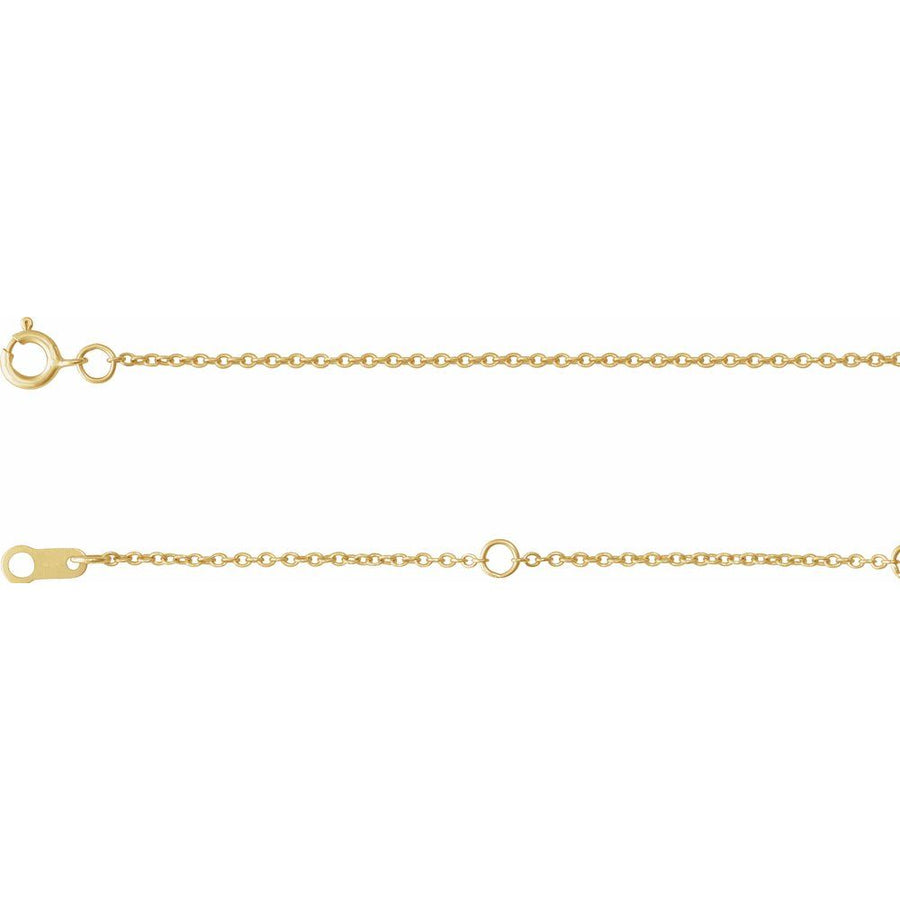 Adjustable 1mm Cable Chain Necklace In 14K Solid Yellow Gold