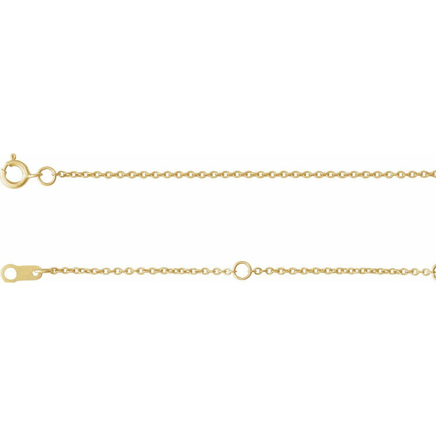 Adjustable 1mm Cable Chain Necklace In 14K Solid Yellow Gold-Filled