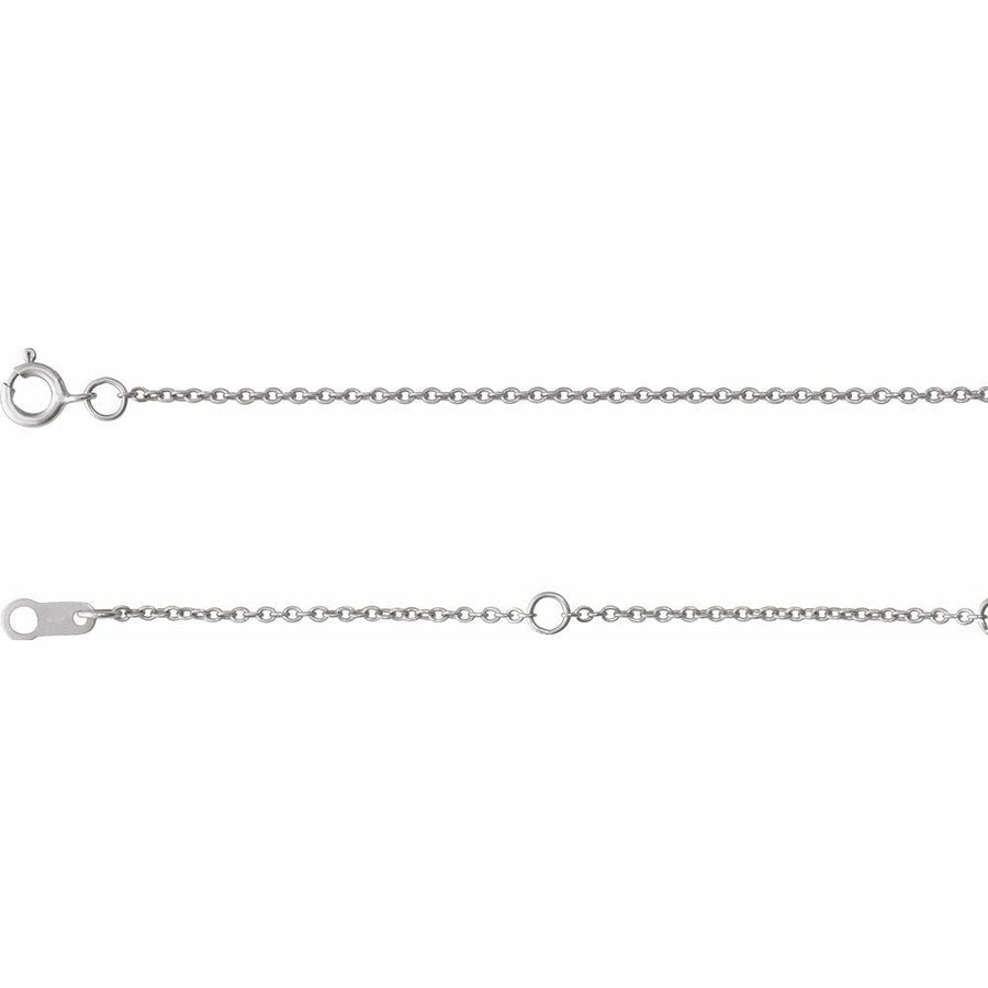 Adjustable 1mm Cable Chain Necklace In 14K Solid White Gold
