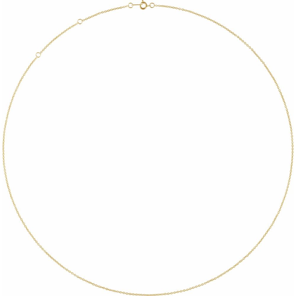 Adjustable 1mm Cable Chain Necklace In 18K Solid Yellow Gold