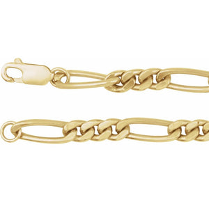 5.2 mm Figaro Chain Necklace In Solid Sterling Silver