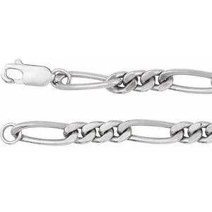 5.2 mm Figaro Chain Necklace In Solid Sterling Silver