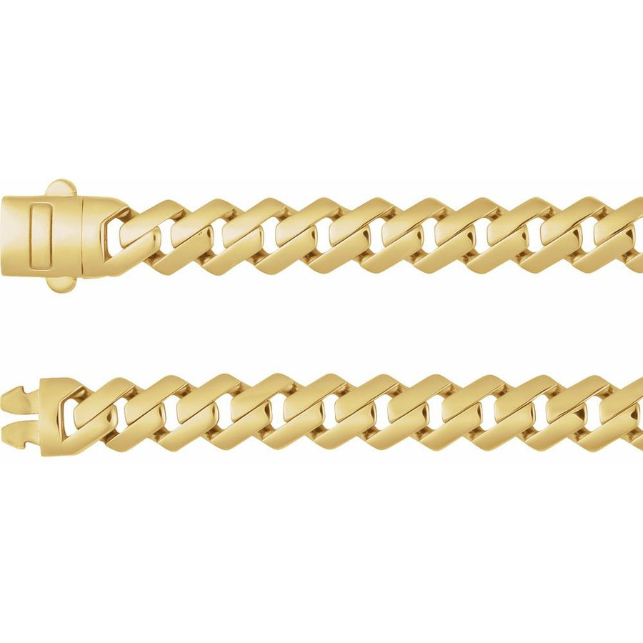 7.4 mm Unisex Monte Carlo Edge Curb Chain Bracelet In 14K Yellow Gold