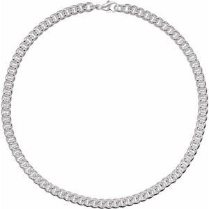 8mm Curb Chain Statement Necklace In Solid Sterling Silver