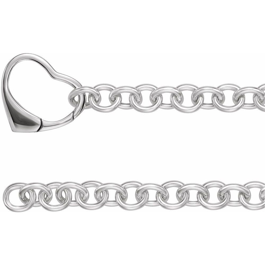 Chunky Statement Heart Charm Bracelet In Solid Sterling Silver
