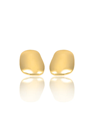 XL Sculptural Melting Square Earrings In 18K Yellow Gold