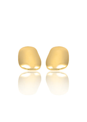 XL Sculptural Melting Square Earrings In 18K Yellow Gold