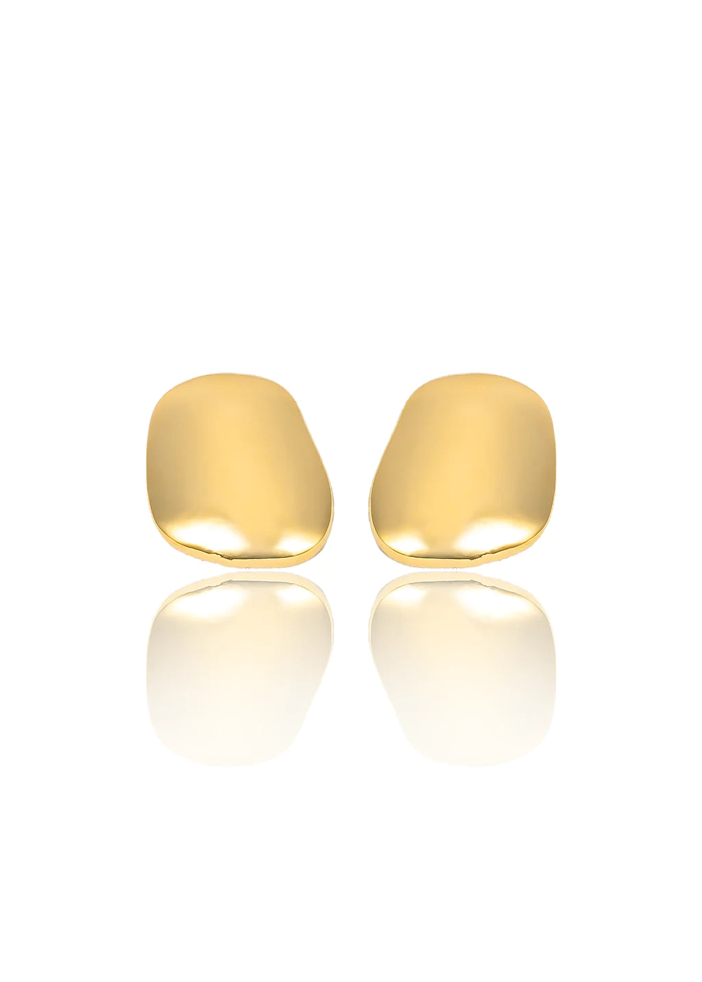 XL Sculptural Melting Square Earrings In 18K Yellow Gold