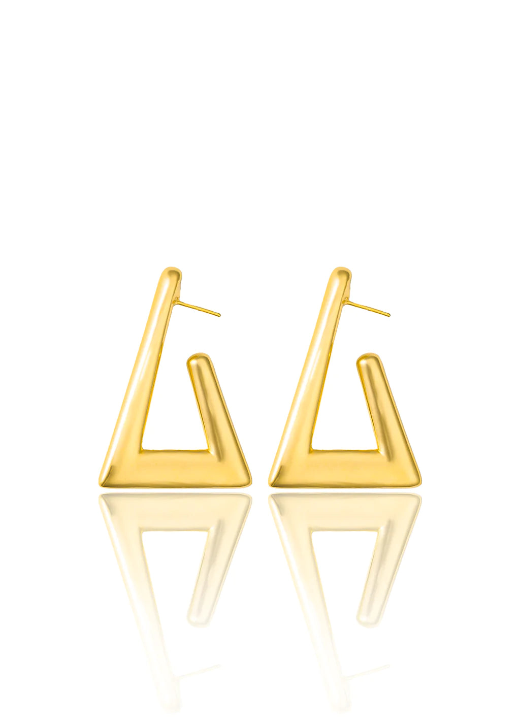 XL Sculptural Triangle Earrings In 18K Yellow Gold