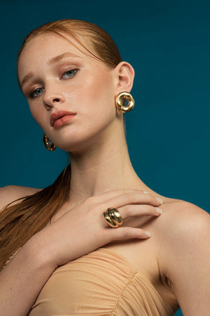 XL Sculptural Donut Earrings In 18K Yellow Gold