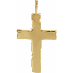 Men's Nugget Cross Pendant In 18K Yellow Gold