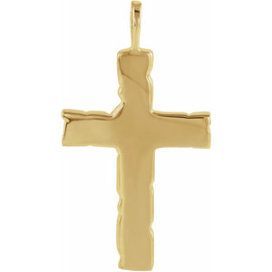 Men's Nugget Cross Pendant In 14K White Gold