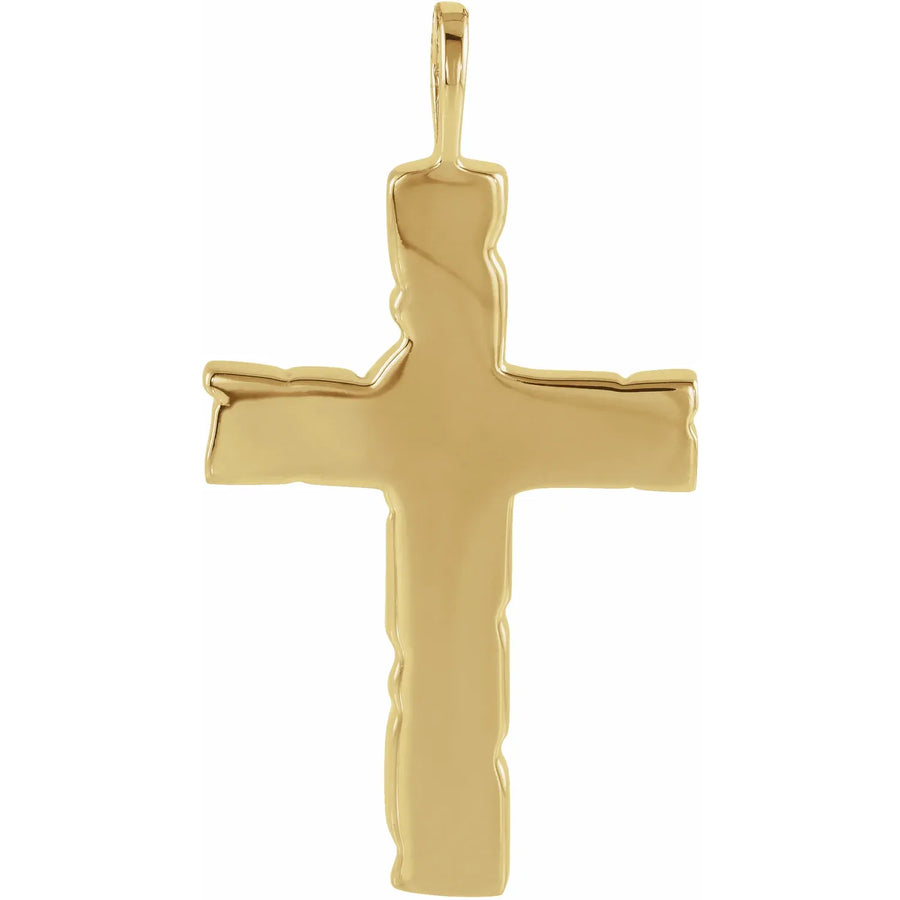 Men's Nugget Cross Pendant In 14K Yellow Gold