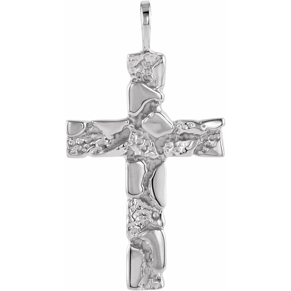 Men's Nugget Cross Pendant In Sterling Silver