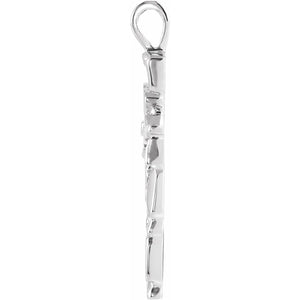 Men's Nugget Cross Pendant In 14K White Gold