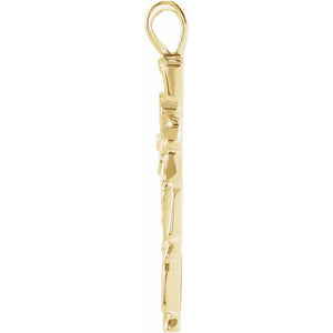 Men's Nugget Cross Pendant In 14K White Gold