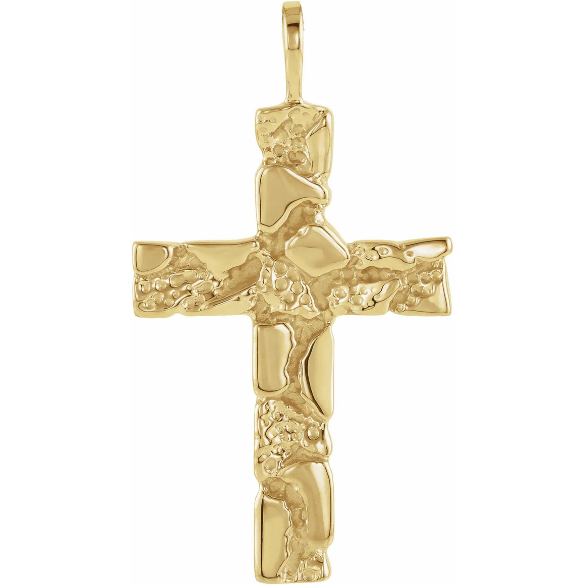 Men's Nugget Cross Pendant In 14K Yellow Gold