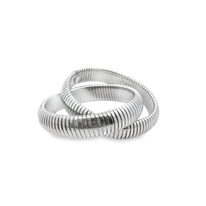 18K Rhodium-Filled Intertwined Wide Snake Bangle Set