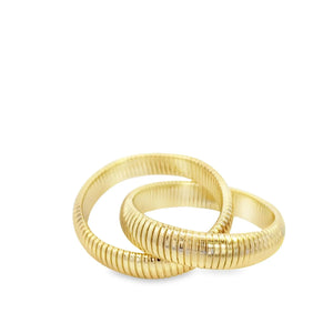 18K Gold And Rhodium-Filled Intertwined Wide Snake Bangle Set