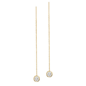 14K Yellow Gold Lab-Grown Diamond Bezel Cable Chain Adjustable Threader Earrings