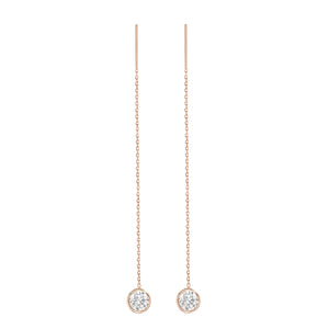14K Yellow Gold Lab-Grown Diamond Bezel Cable Chain Adjustable Threader Earrings