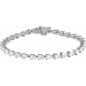 6 And 1/2 Carat Pear Shaped Lab-Grown Diamond Tennis Bracelet In Solid 14K Yellow Gold