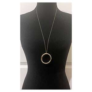 The Rond Point Long 30 Inch Circle Statement Necklace In 14K Yellow Gold-Filled