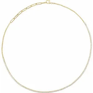 Adjustable 3 And 1/5 Carat Natural Diamond Tennis Necklace In 14K Rose Gold