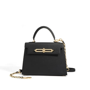 The Via Spiga 8.6 Inch Top Handle Leather Bag In Black