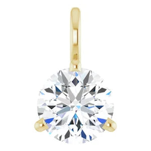 1/2 Carat Round Diamond Solitaire Charm Pendant In 14K White Gold