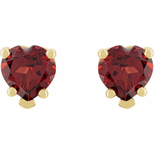 Natural Mozambique Garnet Heart Stud Earrings