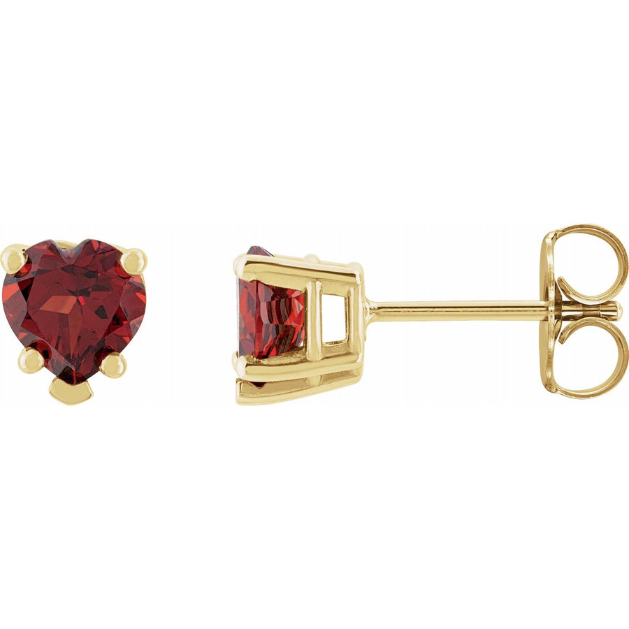 Natural Mozambique Garnet Heart Stud Earrings