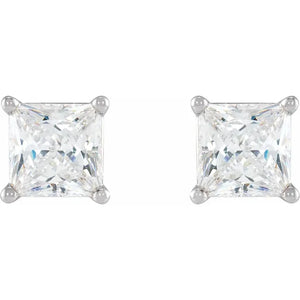 14K Yellow Gold 4 x 4 mm Square 5/8 Carat White Diamond Stud Earrings