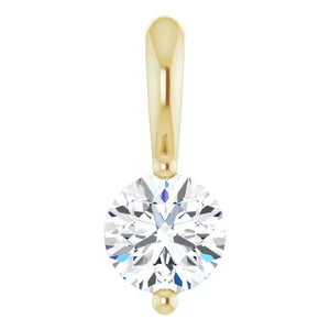 Women's 1/5 Carat Round Natural Diamond Solitaire Pendant Charm In 14K White Gold