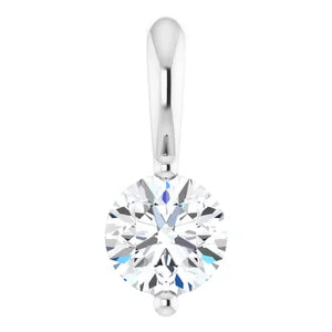 Women's 1/5 Carat Round Natural Diamond Solitaire Pendant Charm In 14K White Gold