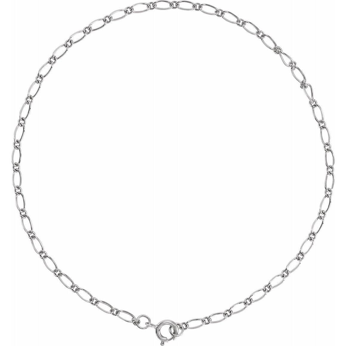 14K White Gold 1.5mm Figaro Chain Link Bracelet