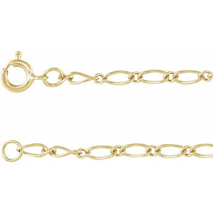 14K Yellow Gold 1.5mm Figaro Chain Link Necklace