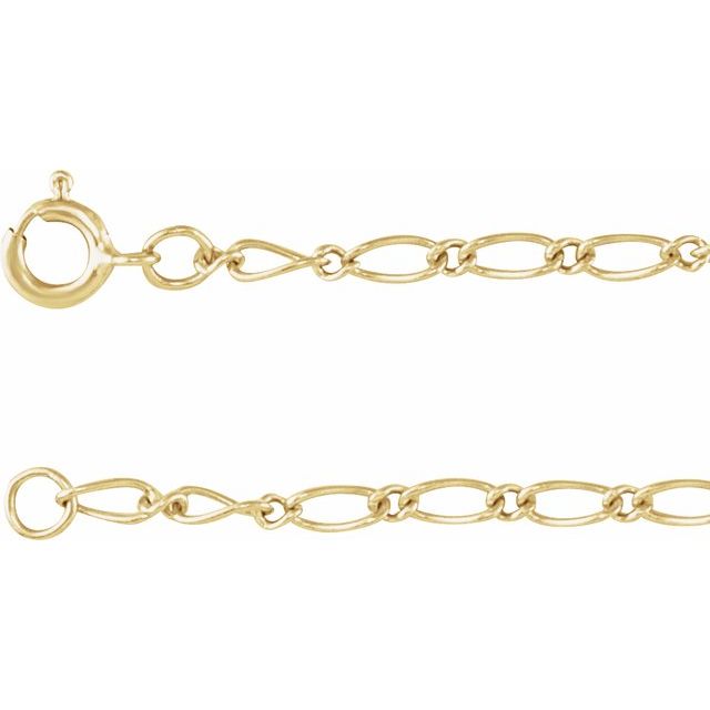 14K Yellow Gold 1.5mm Figaro Chain Link Bracelet