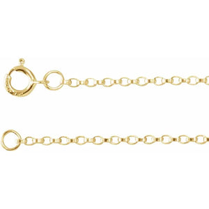 14K Yellow Gold 1.1mm Rolo Chain Link Necklace