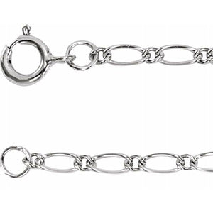 14K White Gold 1.5mm Figaro Chain Link Bracelet