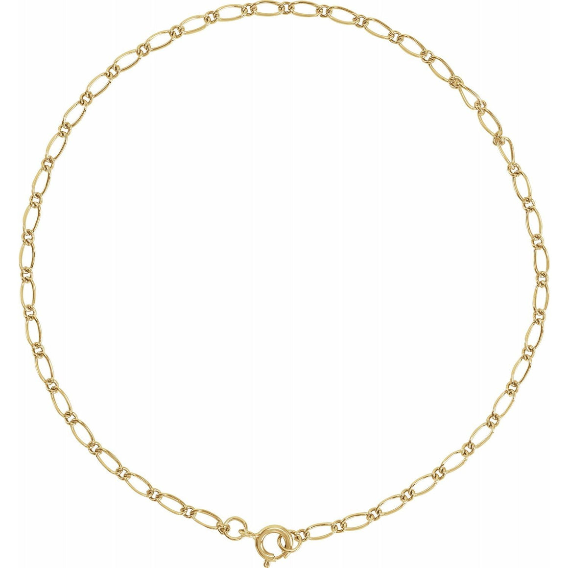 14K Yellow Gold 1.5mm Figaro Chain Link Bracelet
