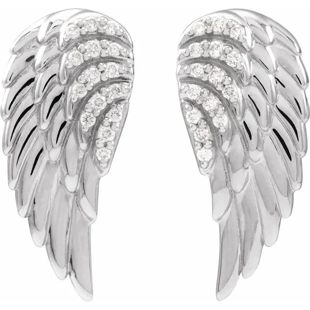 Platinum And Diamond Angel Wing Drop Earrings