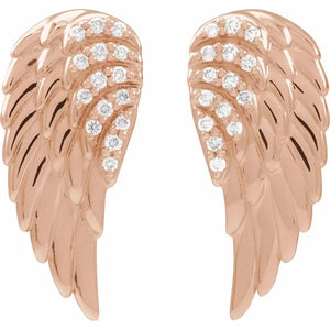 Platinum And Diamond Angel Wing Drop Earrings