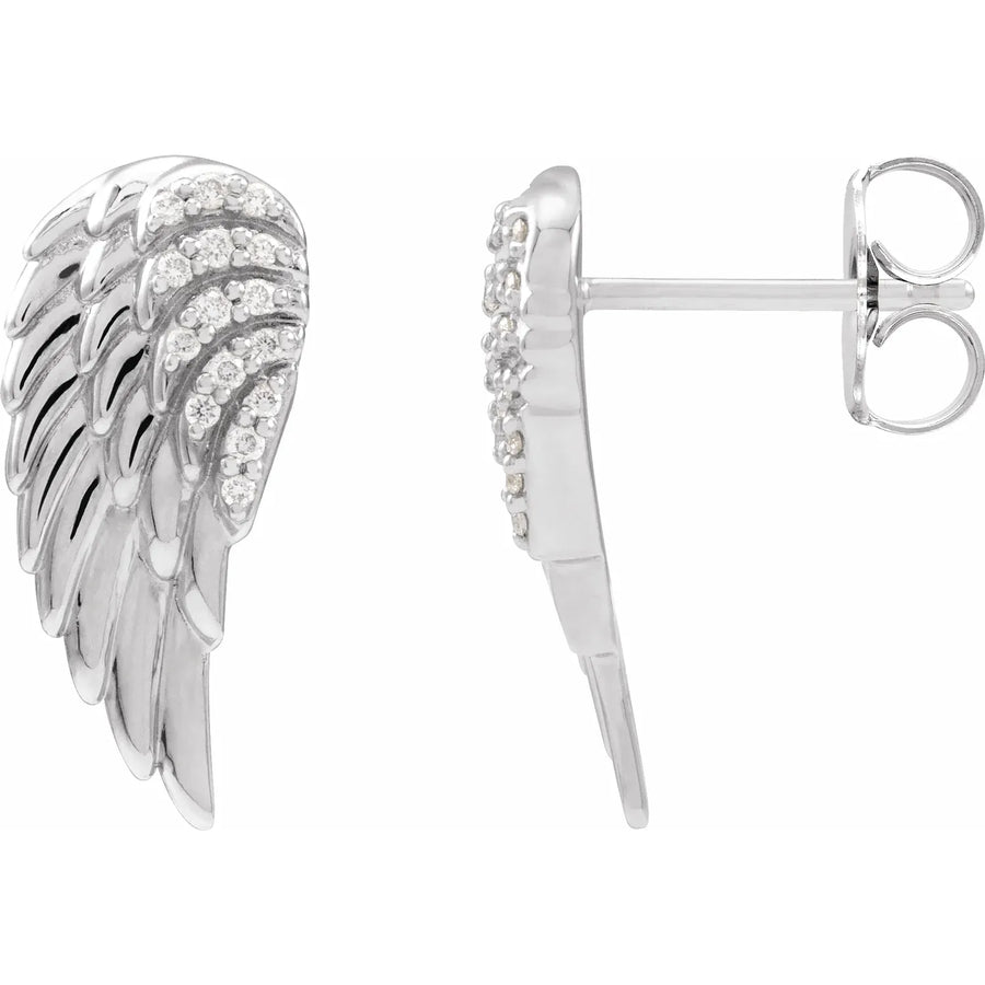Platinum And Diamond Angel Wing Drop Earrings