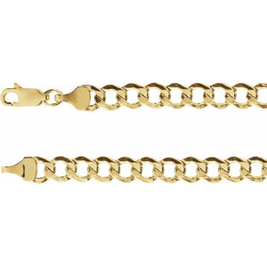 14K Yellow Gold 5.3 mm Lightweight Curb Chain Bracelet