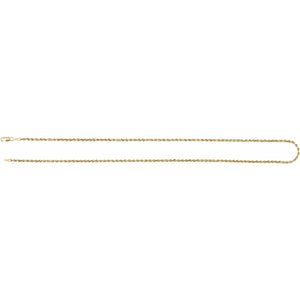 14K Yellow Gold 2 mm Lightweight Rope Chain Necklace