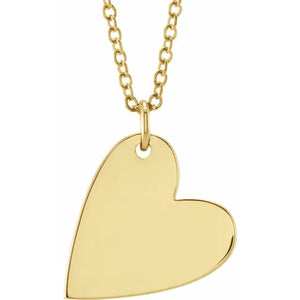 Platinum Engravable Sideways Heart Necklace