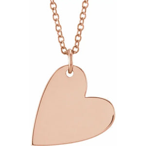 14K Yellow Gold Engravable Sideways Heart Necklace