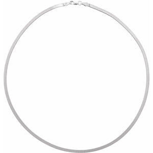 14K White Gold 2.8mm Thin Flexible Herringbone Chain Necklace